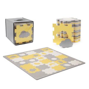 Covoras de joaca Kinderkraft Luno shapes puzzle 3D din spuma yellow imagine