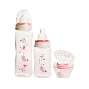 Set 2 biberoane 125 ml si 250 ml + suzeta in cutie sterilizare Minut Baby 0+ piersica imagine