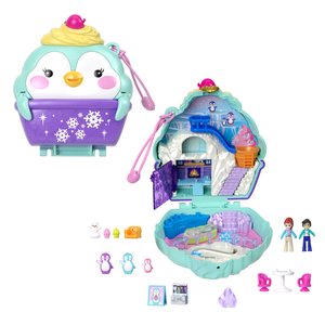 Set de joaca cu 2 papusi si 12 accesorii Polly Pocket, Snow Sweet Penguin, HRD34 imagine