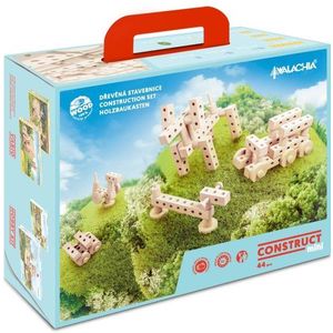 Set Gama Construct Mini, Walachia, Pentru construit masini, animale si alte modele, 44 piese din lemn imagine