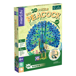 Puzzle 3D eco, mierEdu, Paun Deluxe, 108 piese imagine