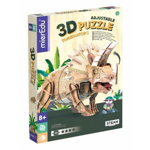 Puzzle 3D reglabil, mierEdu, Triceratops Deluxe, 191 piese imagine