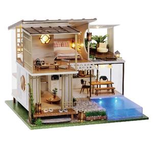 Joc interactiv, educational, macheta casuta de asamblat, miniatura, Casa cu piscina, DIY imagine