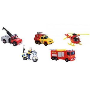 Set Jada Toys Fireman Sam 5 Pack cu 4 masinute, 1 elicopter si 1 figurina imagine