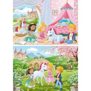 Puzzle printese si unicorn 2x12 piese imagine