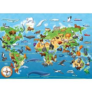 Puzzle mare de podea harta animale 60 piese imagine