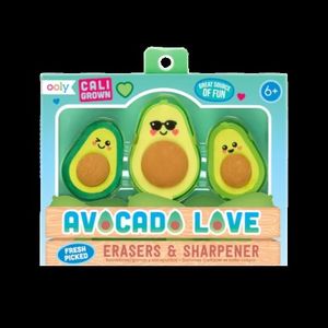 Set ascutitoare si radiere Avocado Love - set de 3 imagine