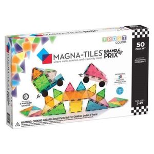 MAGNA-TILES Grand Prix, set magnetic 50 de piese cu masinute imagine