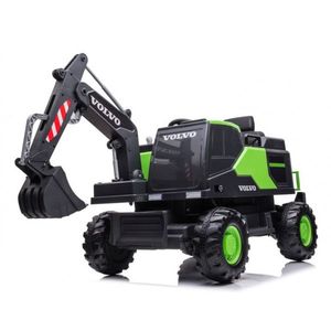 Excavator electric pentru copii Volvo 90W 12V, incarcator actionat electric, culoare verde imagine