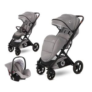 Set carucior, Lorelli Storm, 2 in 1, pana la 22 kg, cos auto inclus, cadru aluminiu, Opaline Grey imagine