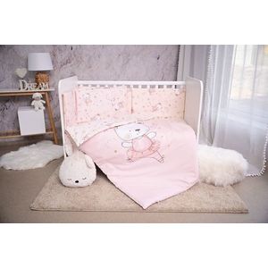 Set lenjerie pat, 60 x 120 cm, Smile Bumbac Ranforce, Lorelli, Pink Ballerina Bear imagine