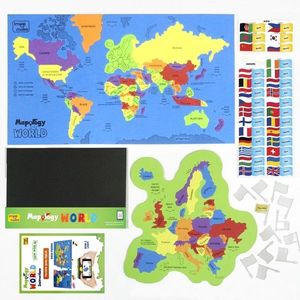 Puzzle realitate augmentata - Harta Lumii cu Steaguri si Capitale | ImagiMake imagine