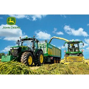 Puzzle 100 piese - John Deere - Tractor 7310R and 8600i Forage Harvester | Schmidt imagine