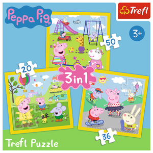 Puzzle 3in1 - Peppa Pig - O Zi Aniversara | Trefl imagine