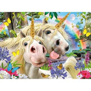 Puzzle 100 piese - XXL - Don't Worry, Be Happy - Selfie Unicorns | Ravensburger imagine