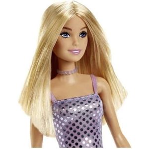 Papusa - Barbie Fashionistas - Tinuta stralucitoare - Blonda cu rochita mov | Mattel imagine