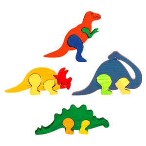 Set 4 mini Puzzle Dinozauri | Fauna imagine