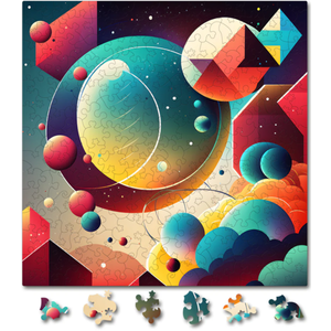 Puzzle din lemn - Abstract - Retro Bubbles | Woodmix Puzzles imagine