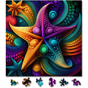 Puzzle din lemn - Abstract - Rainbow Starfish | Woodmix Puzzles imagine