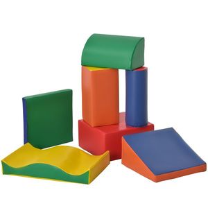 HOMCOM Set de 7 Blocuri de Construcție Moi pentru Copii, Joc Educativ pentru Copii 1-3 Ani, 40x40x20 cm, Multicolor | Aosom Romania imagine