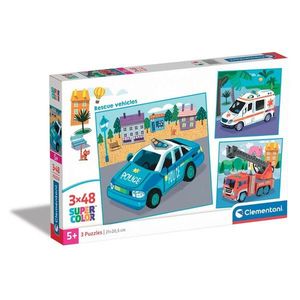 Puzzle Clementoni, Vehicule de salvare, 3 x 48 piese imagine