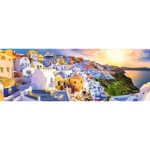 Puzzle 1000 piese - Panorama - Apus in Santorini | Trefl imagine