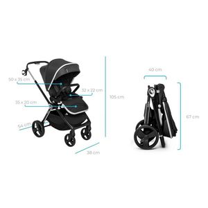 Carucior reversibil cu pliere compacta spatar si viziera reglabile Kidnort Polar Bear Black imagine