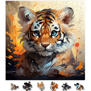 Puzzle din lemn - Baby Tiger 3 | Woodmix Puzzles imagine