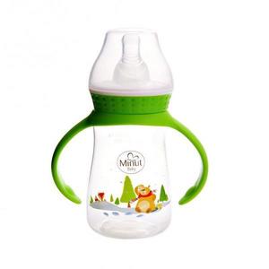 Biberon "Ursul Pacalit de Vulpe" cu Tetina de Silicon Rotunda si Manere - Minut Baby, 3+, 125 ml imagine