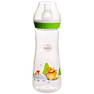 Biberon "Ursul Pacalit de Vulpe" cu Tetina de Silicon Rotunda - Minut Baby, 3+, 250 ml imagine