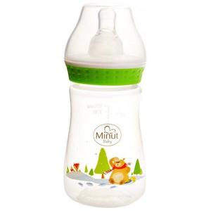 Biberon "Ursul Pacalit de Vulpe" cu Tetina de Silicon Rotunda - Minut Baby, 0+, 125 ml imagine