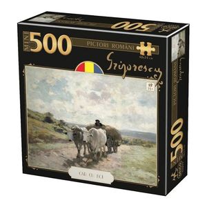 Puzzle - Pictori romani - Nicolae Grigorescu - Car cu boi - 500 piese | Deico Games imagine