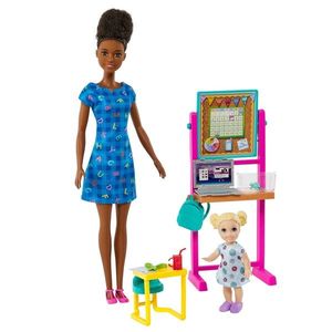 Papusa - Barbie - Set mobilier cu profesoara bruneta | Mattel imagine