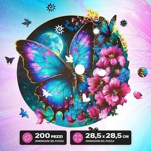 Puzzle din lemn, 200 piese - Butterfly | Escape Welt imagine