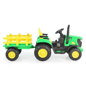 Tractor electric cu remorca si telecomanda Moni Rancher green imagine