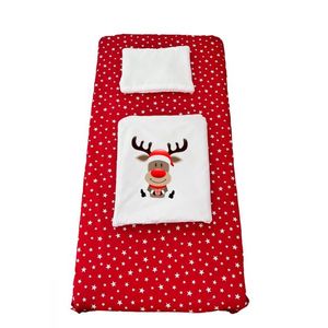 Set lenjerie Deseda pentru pat copii 3 piese pentru Sarbatori renul Rudolf 120x60 cm imagine