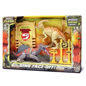 Set de joaca cu 2 dinozauri si accesorii, Lanard Toys, Primal Clash, Gri-Bej imagine