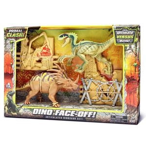 Set de joaca cu 2 dinozauri si accesorii, Lanard Toys, Primal Clash, Maro-Verde imagine