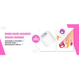 Bandaj elastic autoadeziv Vitammy Autoband tehnologie cu microfibre fara lipici rezistent la apa 5x450 cm portocaliu imagine