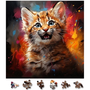 Puzzle din lemn - Baby Bobcat 1 | Woodmix Puzzles imagine