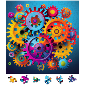 Puzzle din lemn - Abstract - Colorful Gears | Woodmix Puzzles imagine