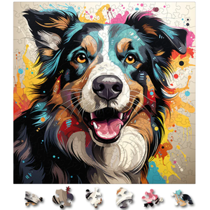 Puzzle din lemn - Border Collie 3 | Woodmix Puzzles imagine