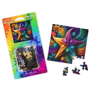 Puzzle mic din lemn - Abstract - Rainbow Starfish | Woodmix Puzzles imagine