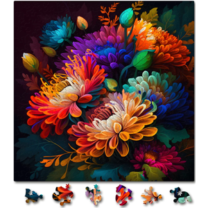 Puzzle din lemn - Colorful Italian Asters | Woodmix Puzzles imagine