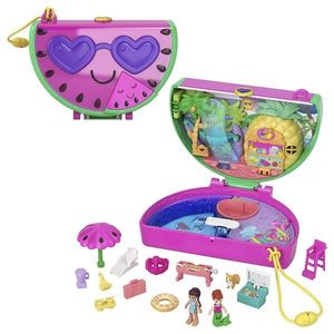 Set de joaca cu 2 papusi si 12 accesorii, Polly Pocket, Watermelon, HCG19 imagine