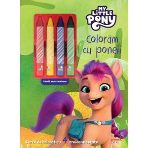 My Little Pony, Coloram cu poneii, Carte de colorat cu 4 creioane cerate imagine