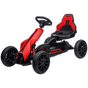 Kart cu pedale pentru copii cu vârsta între 3-8 ani cu scaun reglabil în 4 poziții și roți EVA, 100x58x58, 5cm roșu și negru HOMCOM | Aosom Romania imagine