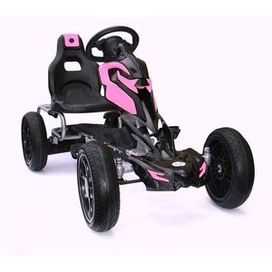 GO Kart cu pedale pentru fetite 5-10 ani, Kinderauto Thunder, roti EVA, Roz imagine