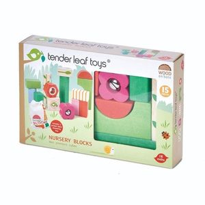 Cuburi din lemn, Tender Leaf Toys, cu ilustratii de pepiniera, 15 piese imagine