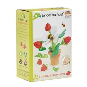 Capsuni in ghiveci, din lemn, Tender Leaf Toys, 13 piese imagine